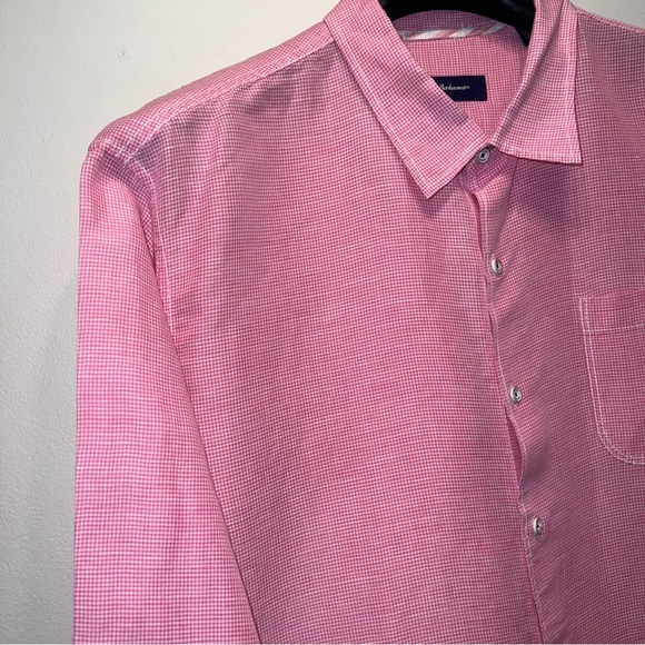 Tommy Bahama Shirt Mens XXL Pink Gingham Linen Blend Lightweight Casual - MINT - Picture 4 of 12